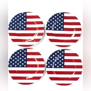 THE LAKESIDE COLLECTION NON BREAKABLE MELAMINE PLATE AMERICANO PLATES SET OF 4